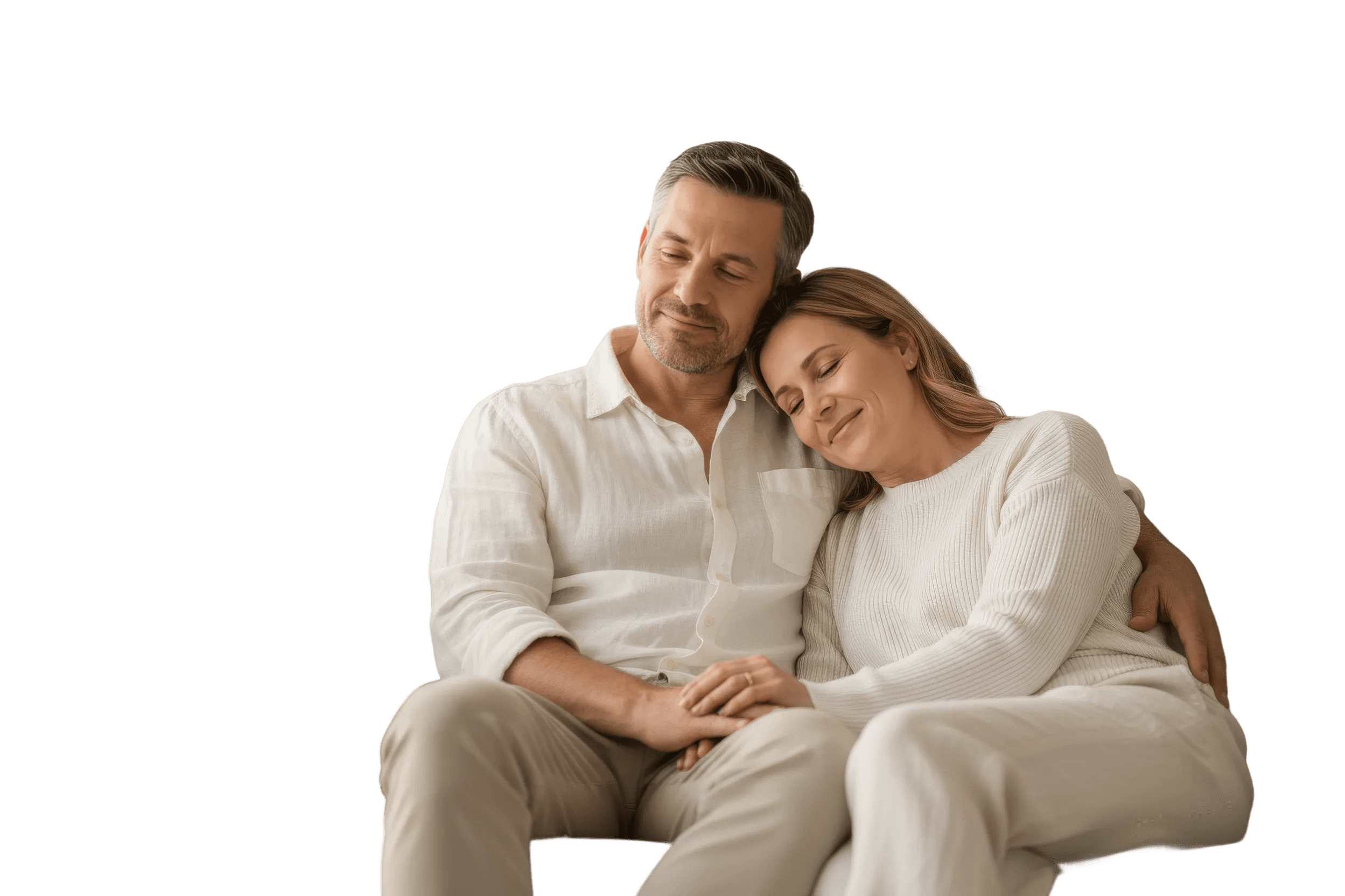 Couple embracing in bed